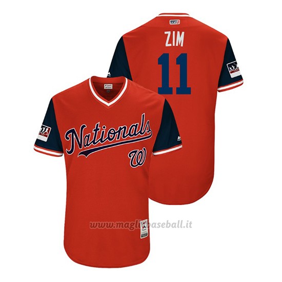 Maglia Baseball Uomo Washington Nationals Ryan Zimmerman 2018 Llws Players Weekend Zim Rosso